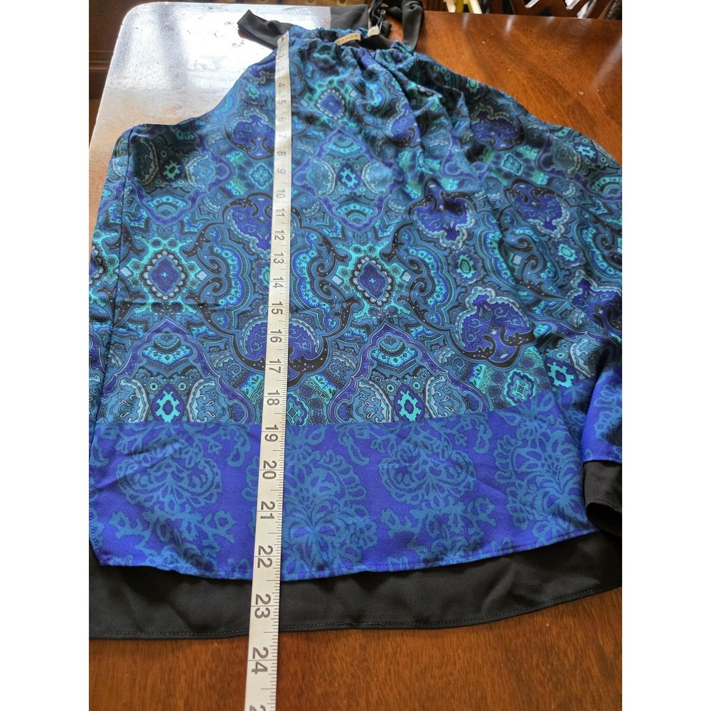NWT T Tahari Blouse Womens Large Blue Paisley Halter Chiffon‎ Lined Office Party - Picture 11 of 11